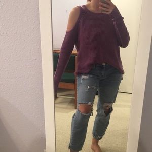 Cold shoulder sweater